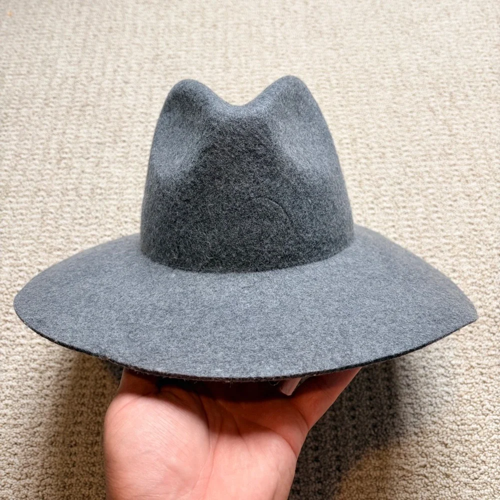 Olive & Pique Charcoal Grey Wool Felt Wide Brim Fedora Hat